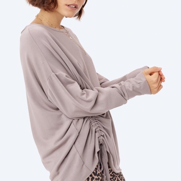 LOVESTITCH Faryn Side Tie Pullover, Putty, L - Picture 4 of 14